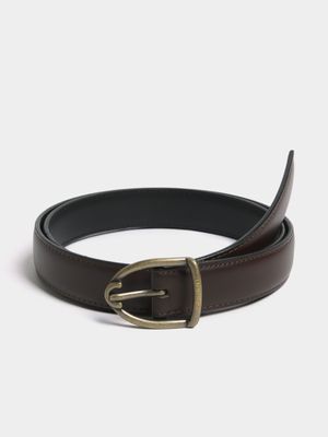 Fabiani Men's Brown Smart Leather Gold Buckle Belt