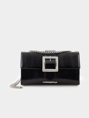 Women's Sissy Boy Black Blackembellished Buckle Crossbody Bag