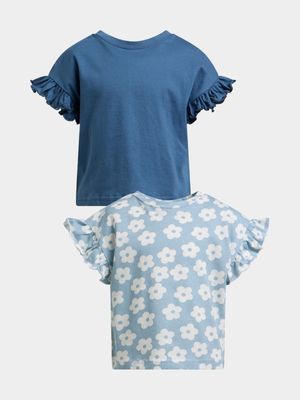 Older Girl's Blue & Daisy 2-Pack T-Shirts