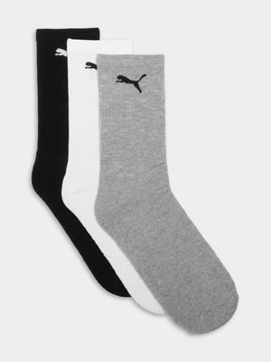 Puma 3 Pack Logo Multi Crew Socks