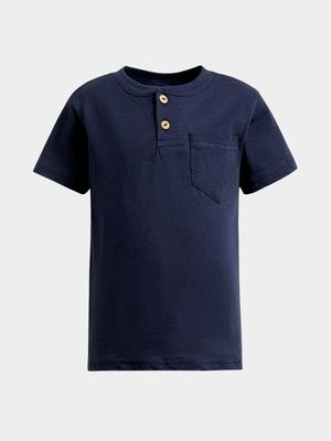 Jet Younger Boys Navy Slub Henley T-Shirt