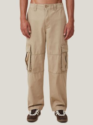 Men's Cotton On Cream Baggy Cargo Pants