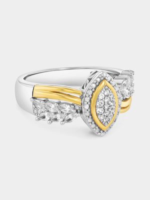 Yellow Gold & Sterling Silver Diamond Marquise Nature Ring