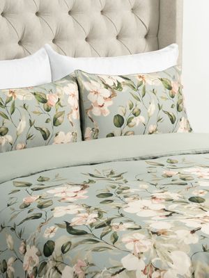 Grace Eloise Sage Floral Print Duvet Cover Set