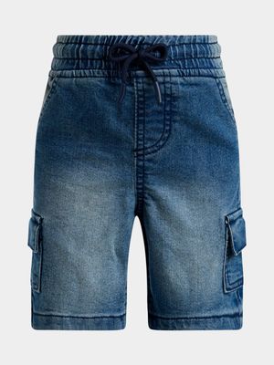 Jet Younger Boys Mid Wash Cargo Denim Short