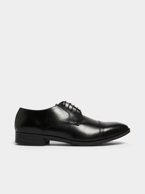 Jet Men's Black Toe Cap Derby Shoes