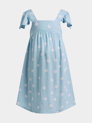 Older Girl's Blue Daisy Dress