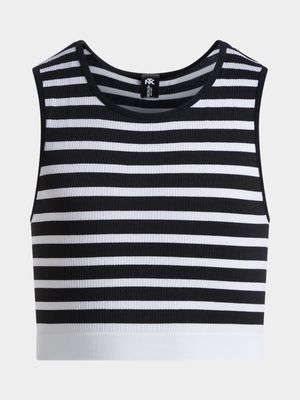 Jet Older Girls Black/White Striped Seamless Top