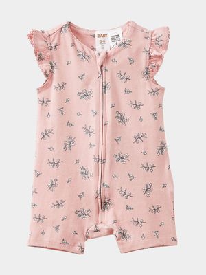 Cotton On Baby Pink The Short Sleeve Zip Romper