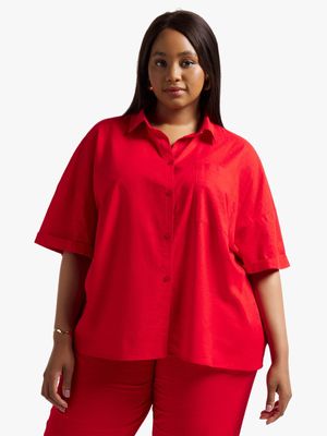 Jet Women's Red Slub Pocket Shirt