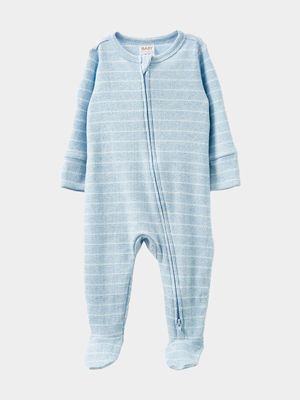 Cotton On Baby Blue Organic Pointelle Zip Romper