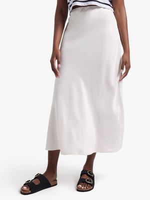 Women's Natural Satin Skirt