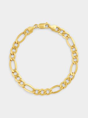 Yellow Gold & Sterling Silver Figaro Bracelet