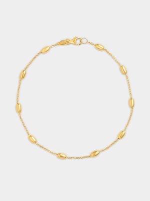 Yellow Gold Oval Bead Station Bracelet