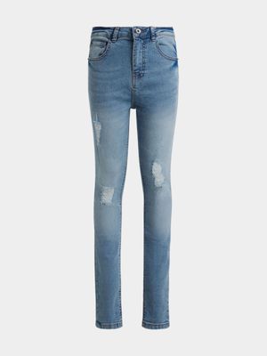 Jet Older Boys Bleached Ripped Super Skinny Jeans