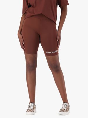 Women's Steve Madden Brown Quinn Biker Shorts