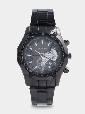 Men's Black Round Watch