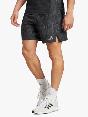 Mens adidas Designed For Training All Over Print Black Shorts