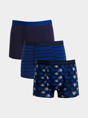 Jet Men's Blue 3 Pack Palms & Striped Body Shorts