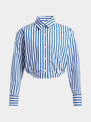 Jet Younger Girls Ble/White Stripe Shirt