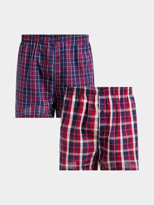 Jet Men's Multicolour Check 2 Pack Boxer Shorts