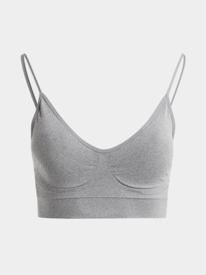 Jet Women's Grey Melange Padded Adjustable Strap Bra