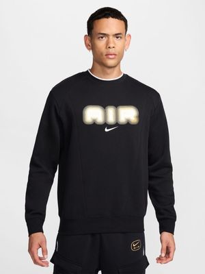 Nike Men's Air Fleece Crew-Neck Black Sweatshirt