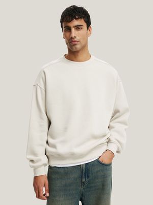 Men's Cotton On Cream Box Fit Crew Sweater