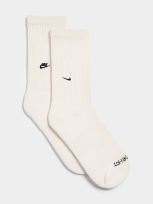 Nike Unisex Crew 2 Pack Embroidery Cream Socks