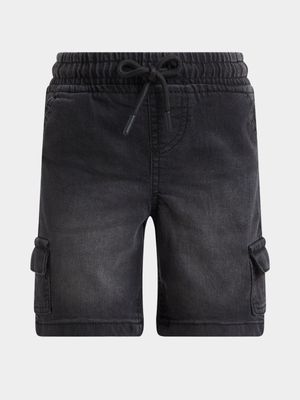 Jet Younger Boys Black Denim Cargo Shorts