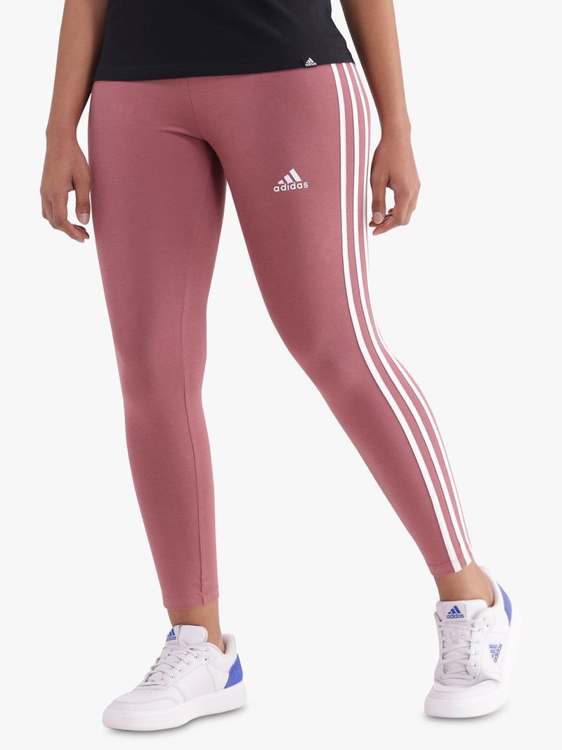 Womens adidas 3 Stripes Pink White Leggings