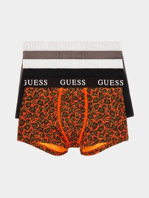 Men's Guess Orange Foliage 3 Pack  Joe Boxer Trunk