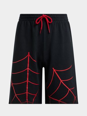 Jet Younger Boys Black Spiderman Fleece Shorts