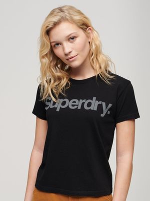 Women's Superdry Black Core Logo City Fitted T-Shirt