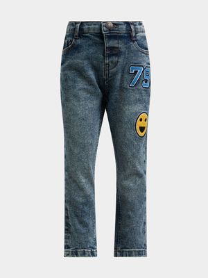 Jet Younger Boys Mid Wash Badges Jeans