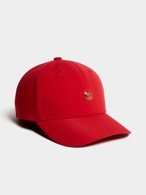 Fabiani Men's Red Gold Button Ingot Crest Peak Cap