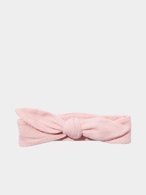 Cotton On Baby Pink Organic Pointelle Bow Headband