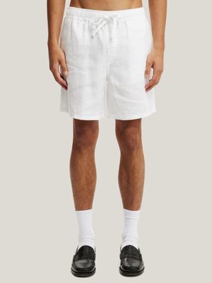 Men's Cotton On White Linen Easy Shorts