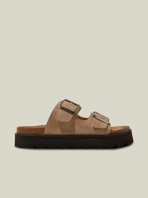 Women's Cotton On Beige Rex Flatform Buckle Slides