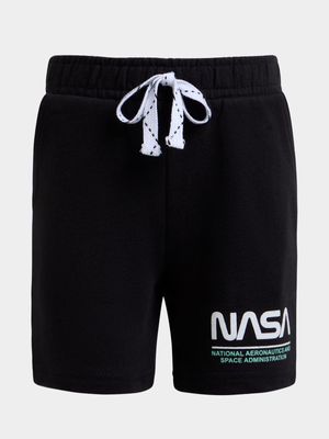 Jet Younger Boys Black NASA Fleece Shorts