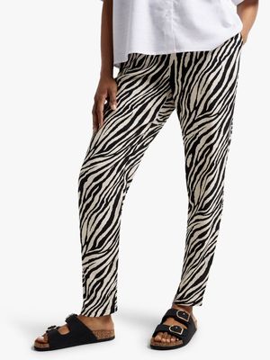 Jet Women's Cream/Black Zebra Print Tapered Pant