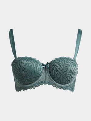 Jet Women's Dark Green Lace Balconette