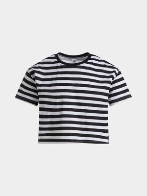 Jet Younger Girls Black/White Striped T-Shirt