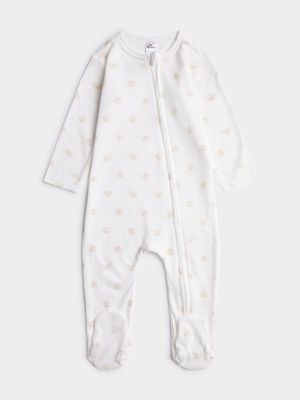 Jet Baby Cream Bear Faces Zip Sleepsuit