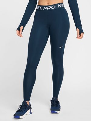 Womens Nike Pro 365 Mesh-Paneled Blue Leggings