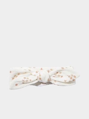 Cotton On Baby White Organic Pointelle Bow Headband