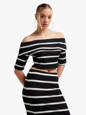 Women's Striped Co-Ord Bardot Top