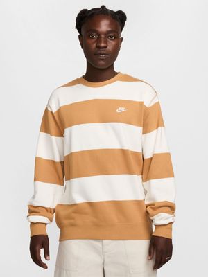 Nike Men's Club Stripe Flax/Sail Crew Top