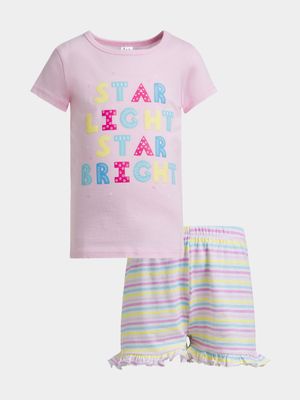 Jet Younger Girls Multicolour Star Light Striped Pyjama Set