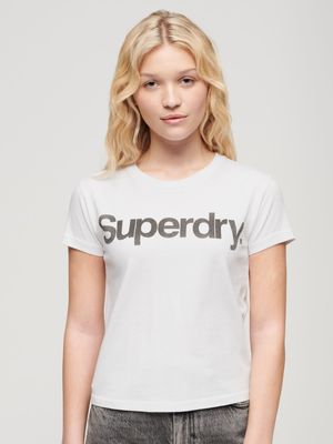 Women's Superdry White Core Logo City Fitted T-Shirt